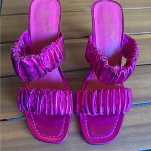 Seychelles Vibrant Pink Ruched Sandals